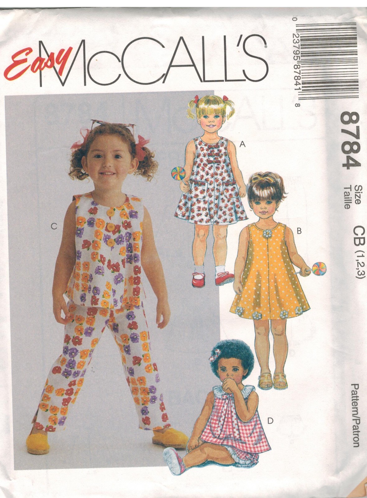 8784 Vintage McCalls SEWING Pattern Girls Dress Top Pants Shorts UNCUT Toddler 4