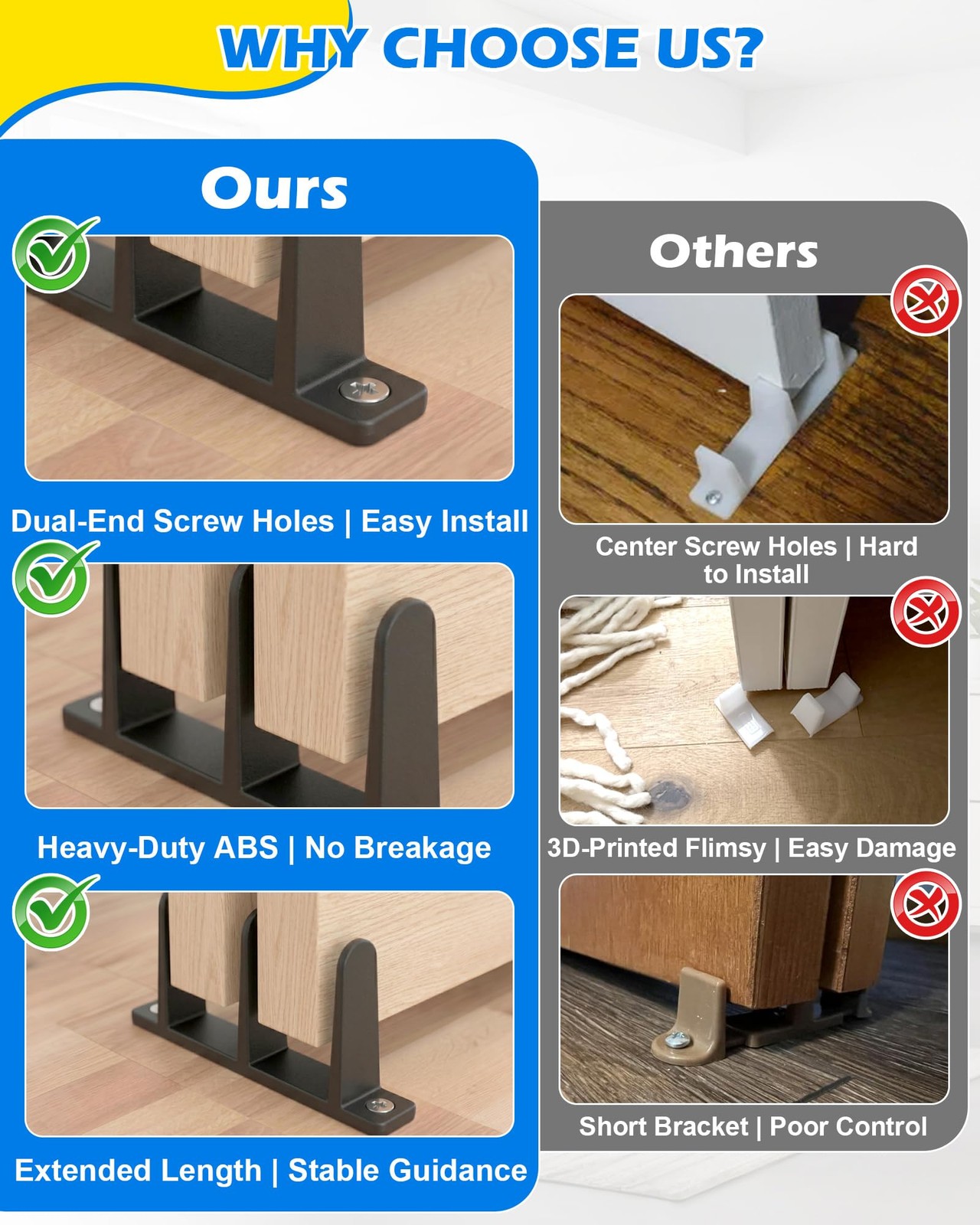 4 Pack Black Sliding Closet Door Floor Guide Universal Bottom Guide Set