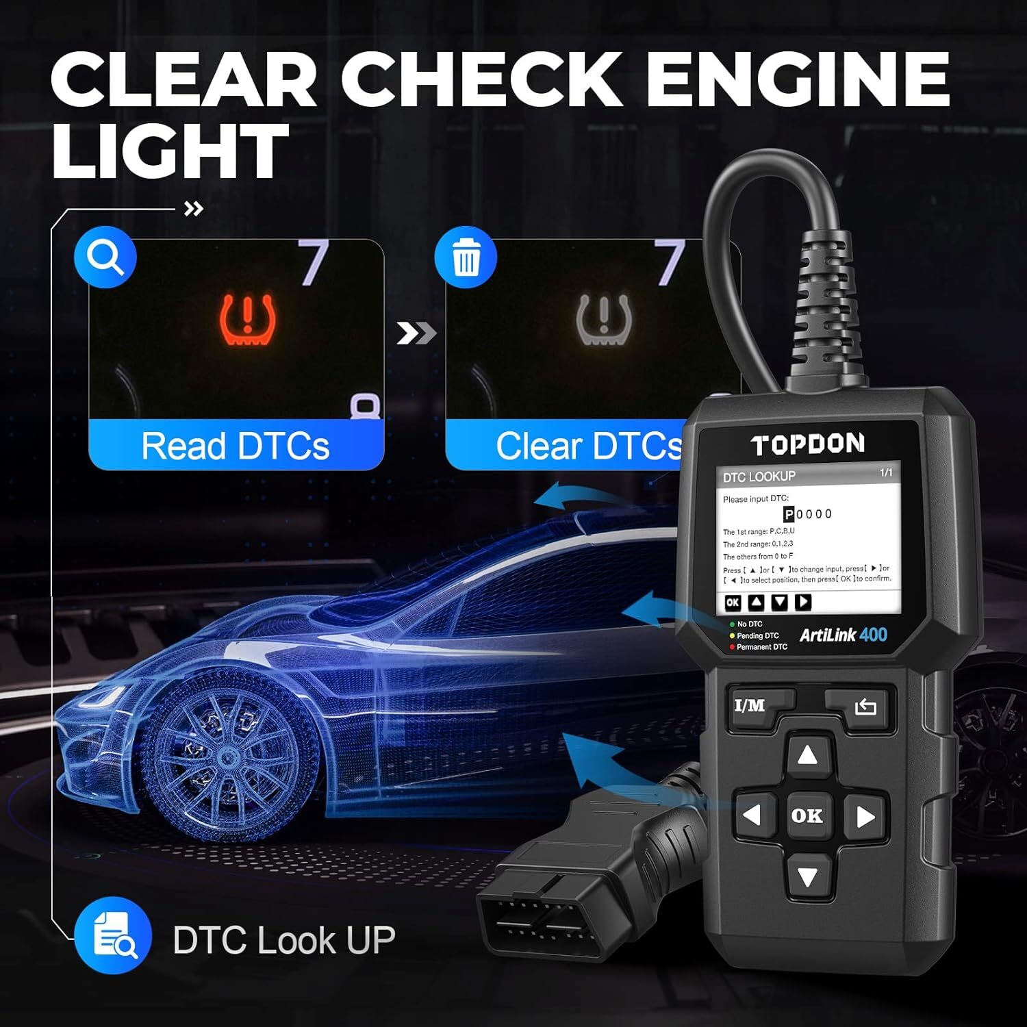 TOPDON Code Reader OBD2 Scanner Automotive Diagnostic Tool Check Engine Fault