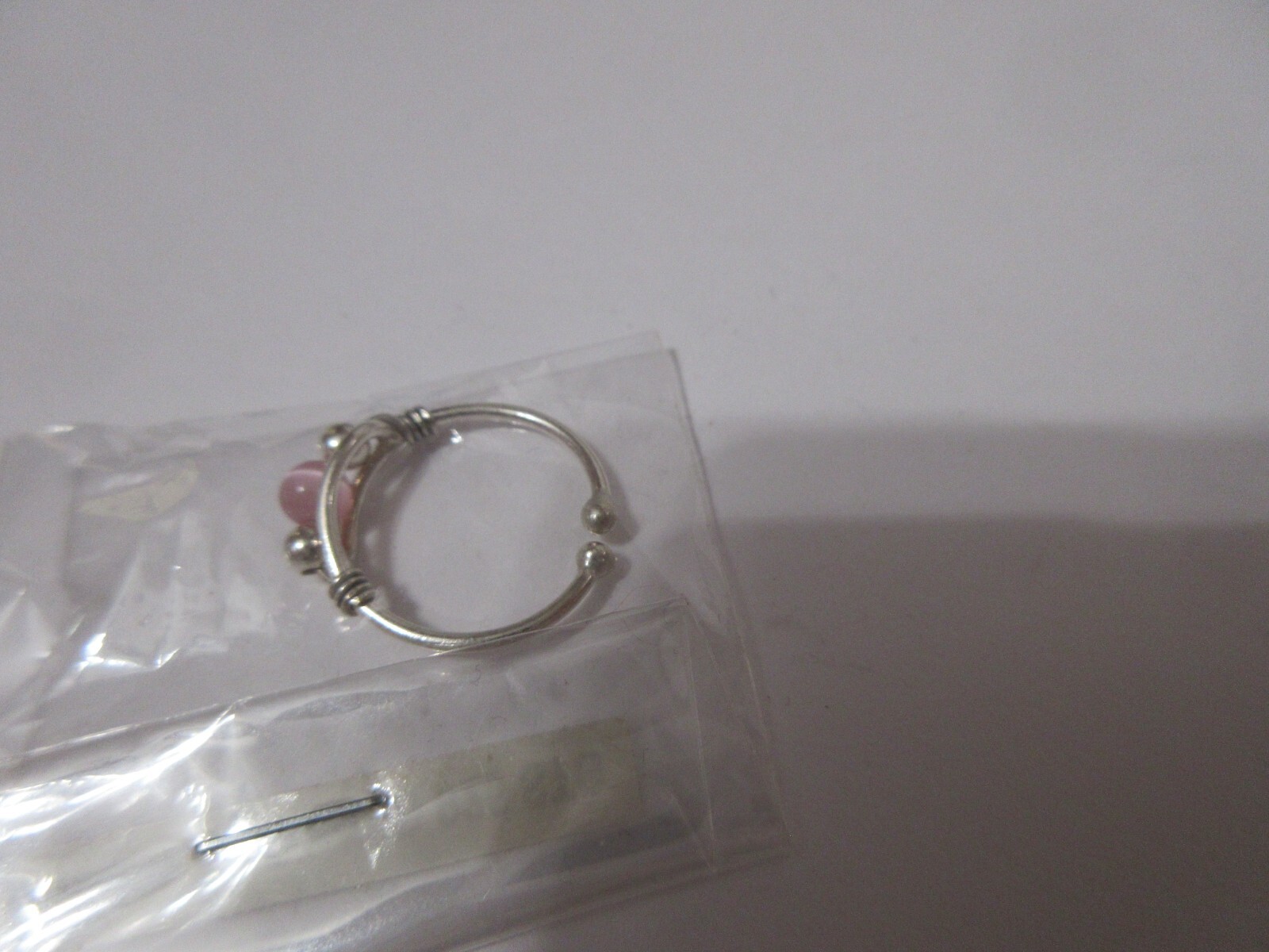NEW 925 Sterling Silver Adjustable Round Pink Stone Toe Ring