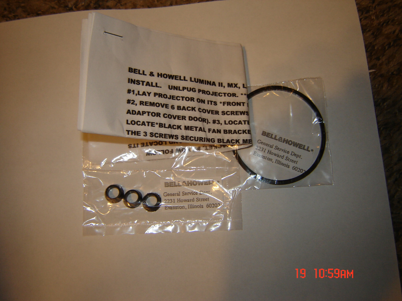 8mm Bell and Howell Lumina LX Series,3 CONE TIRES & INSTRUCTIONS,& 1 MOTOR BELT