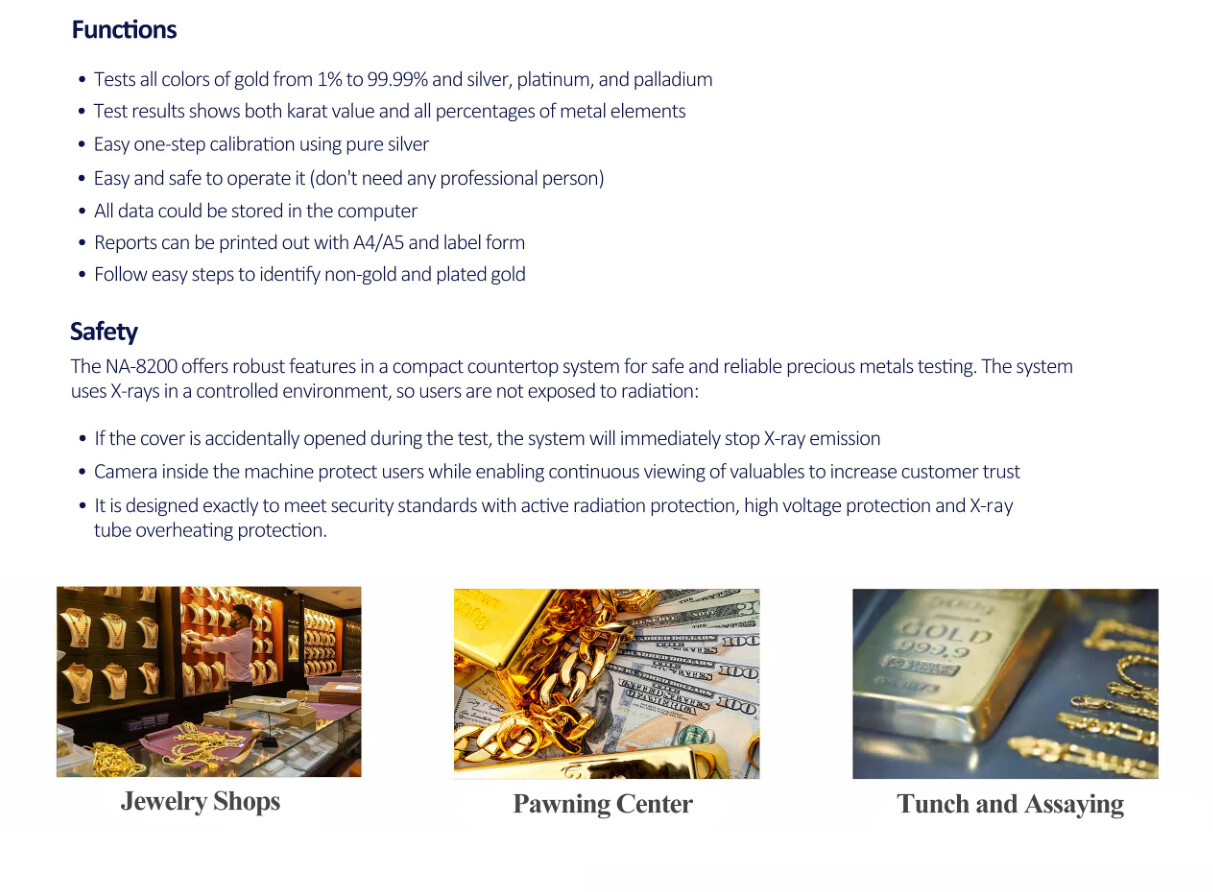 Automatic Gold Purity XRF Analyzer Meter Platinum Silver Content Test Machine