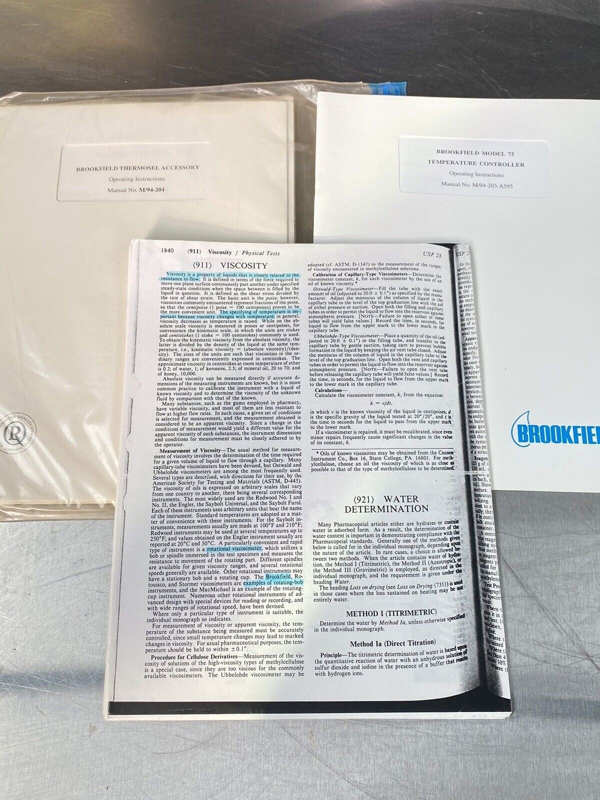 Brookfield Thermosel/ 75 Temperature Controller/ Viscosity - Users Manual / Book