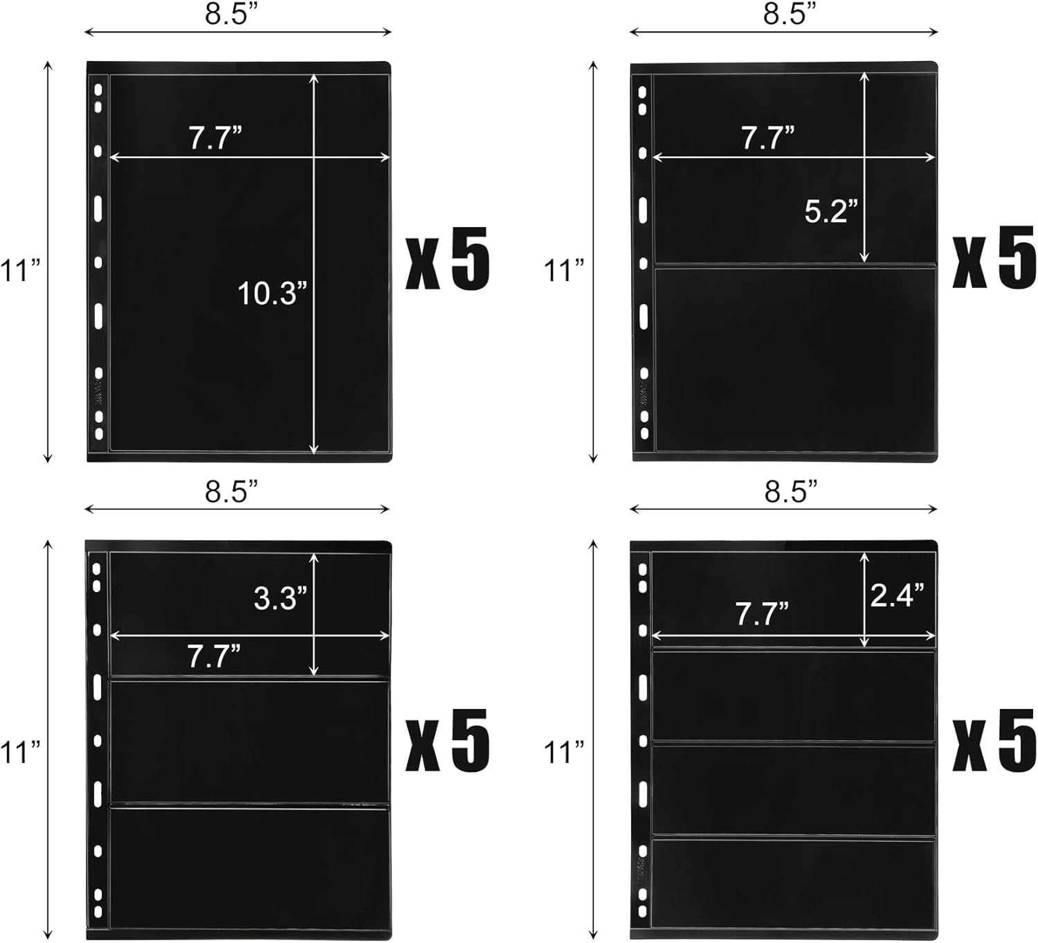 20 Sheets 40 Pages Stamp Album Pages 9-Hole Stamp Collection Inserts Double S...
