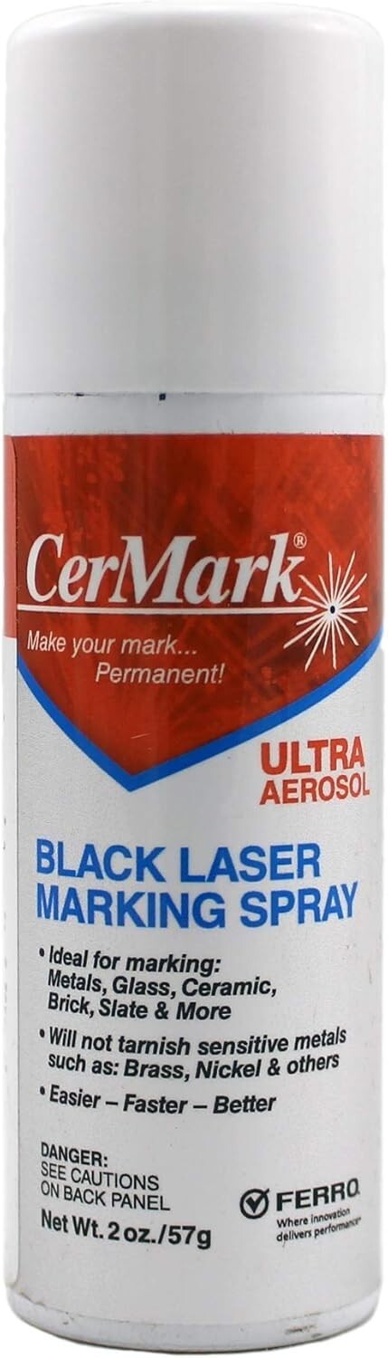 CerMark Ultra Laser Marking Spray, Laser Engraver,  Metal, Ceramic, Glass 2 Oz.