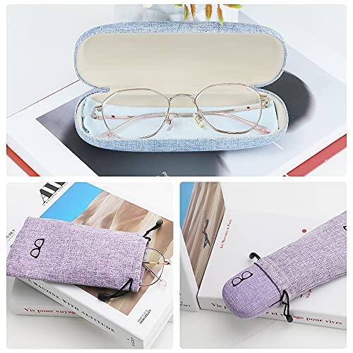 4 Sets Glasses Case, Portable Linen Hard Shell Eyeglasses Cases, Protective