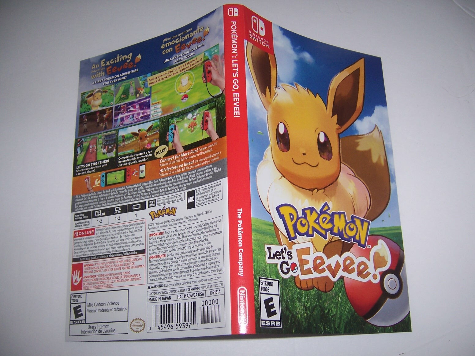 ORIGINAL Case Box Artwork Insert Nintendo Switch Pokemon Let's Go. Eevee!