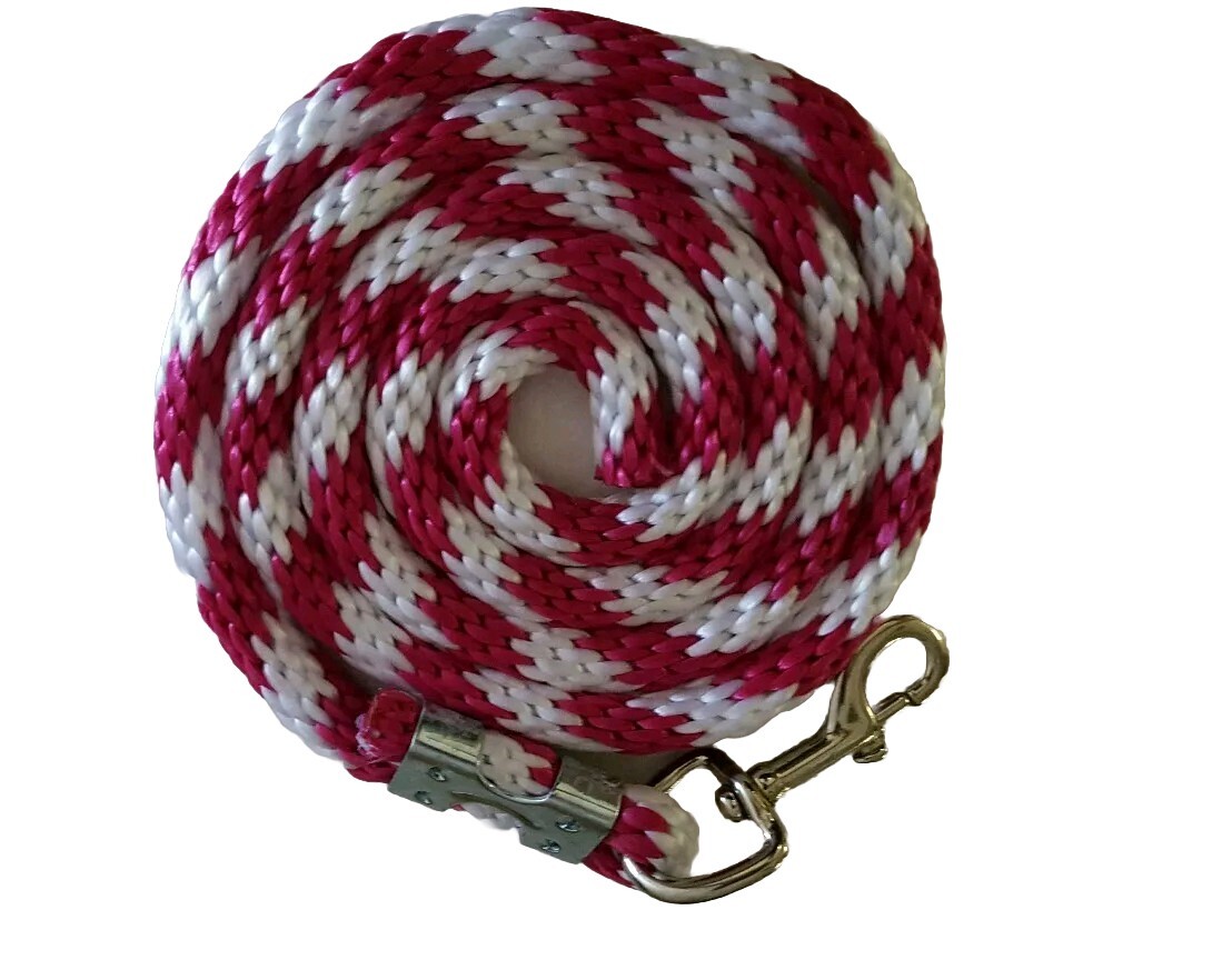 PONY Nylon Lead Rope 70 "with steel  Swivel Snap-raspberry/white CANDY CANE