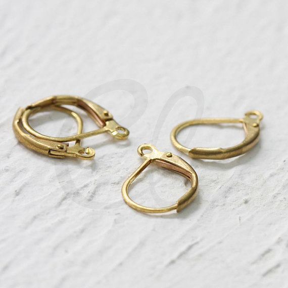 10 Pieces Raw Brass Metal Earring Hooks-Lever Back 16x10mm (CW-321C-I-8X)