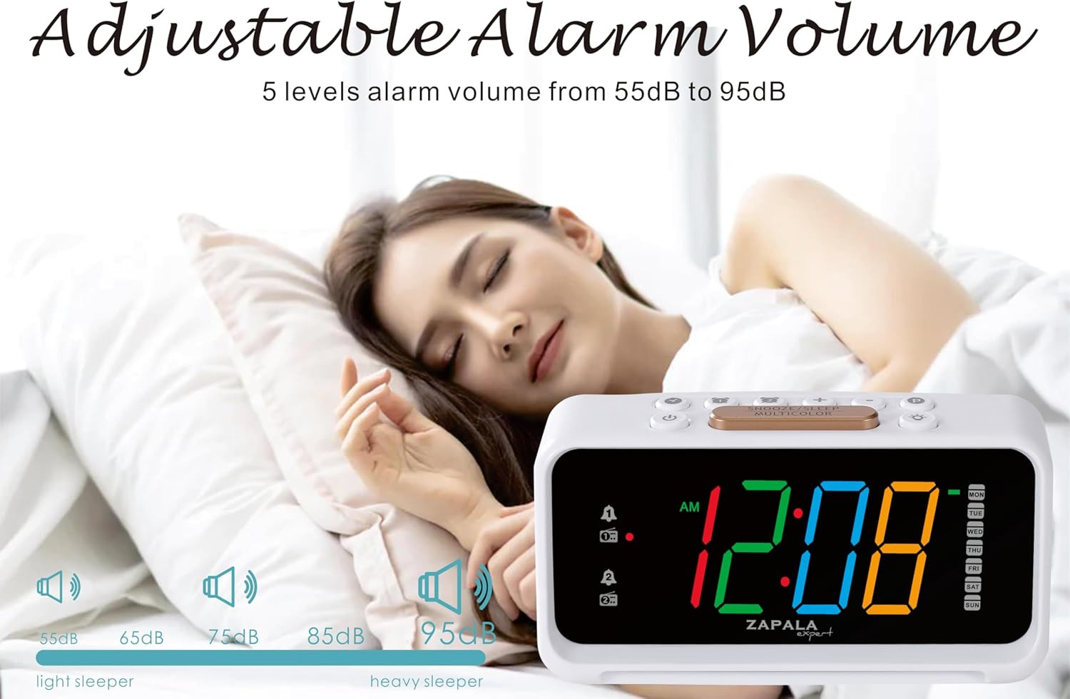 Alarm Clock Radio, 2 Alarms Jumbo LED Display Plug in Digital FM Clock Radio wit