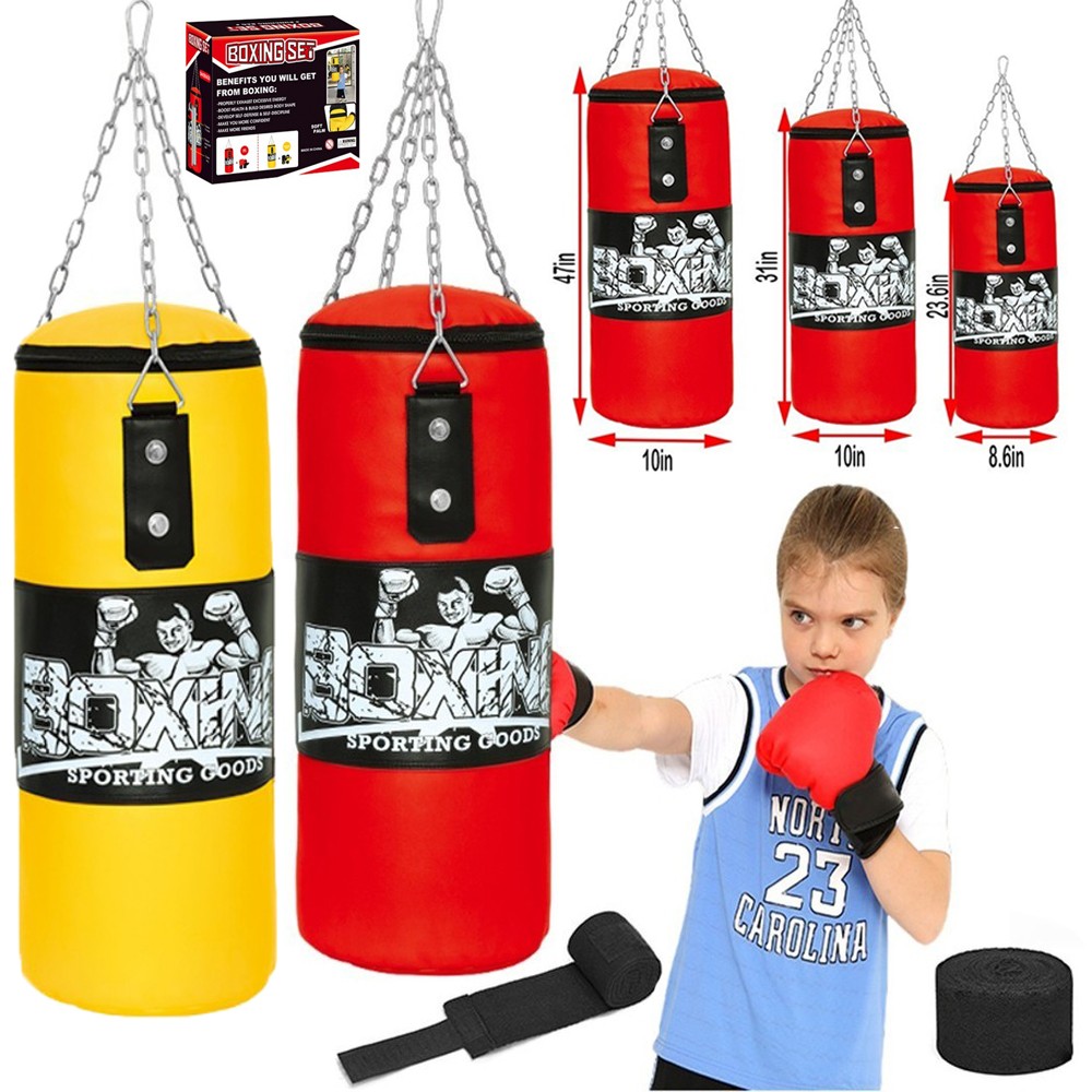 Heavy Duty Punching Bag Training Gloves Set Kids Boxing MMA Fitness Training Bag