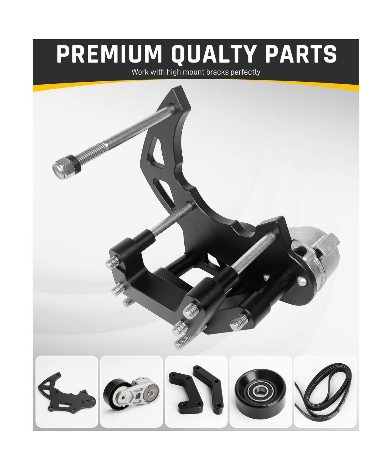 Wyckoff LS Swap R4 AC Compressor Bracket Kit, High Mount A/C Brackets Compati...