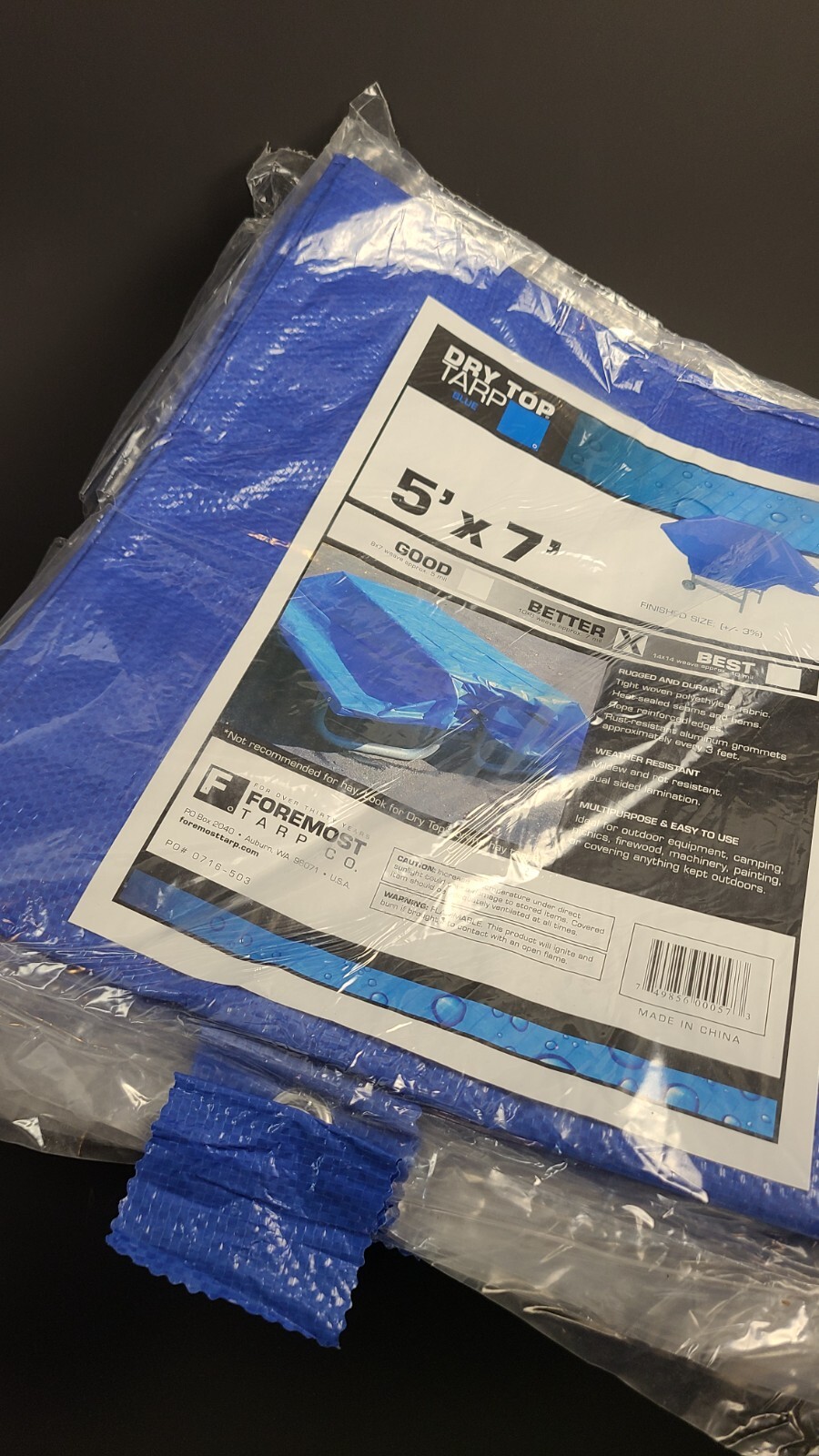 Qty 10 Foremost 57 Blue Polyethylene 7 mil Rust Resistant Dry Top Tarps 5 x 7 ft