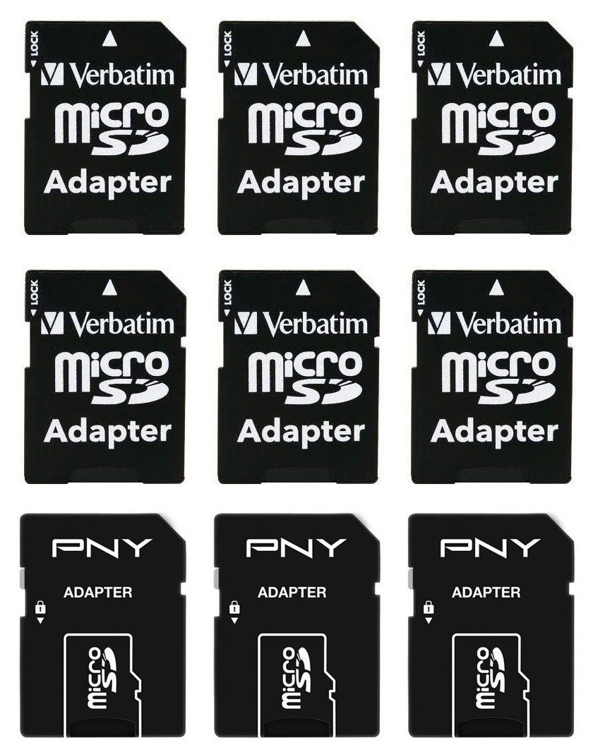 *NEW* 9x LOT - PNY  Verbatim MicroSD MicroSDHC to SD SDHC Card Adapter w/ Lock