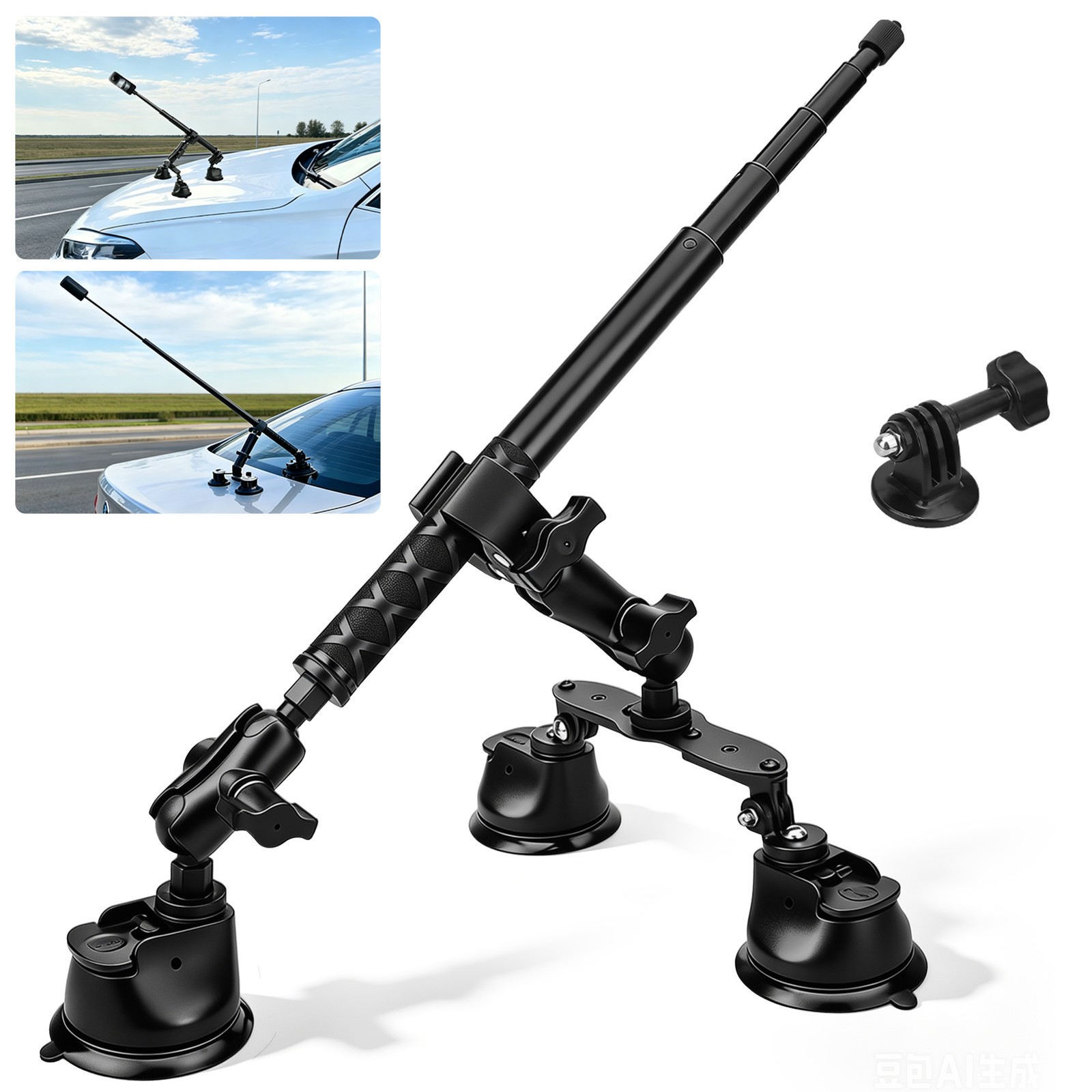 Suction Cup Car Mount for Insta360 X5/X4/X3/X2 GoPro MAX DJI 360 Action Camera
