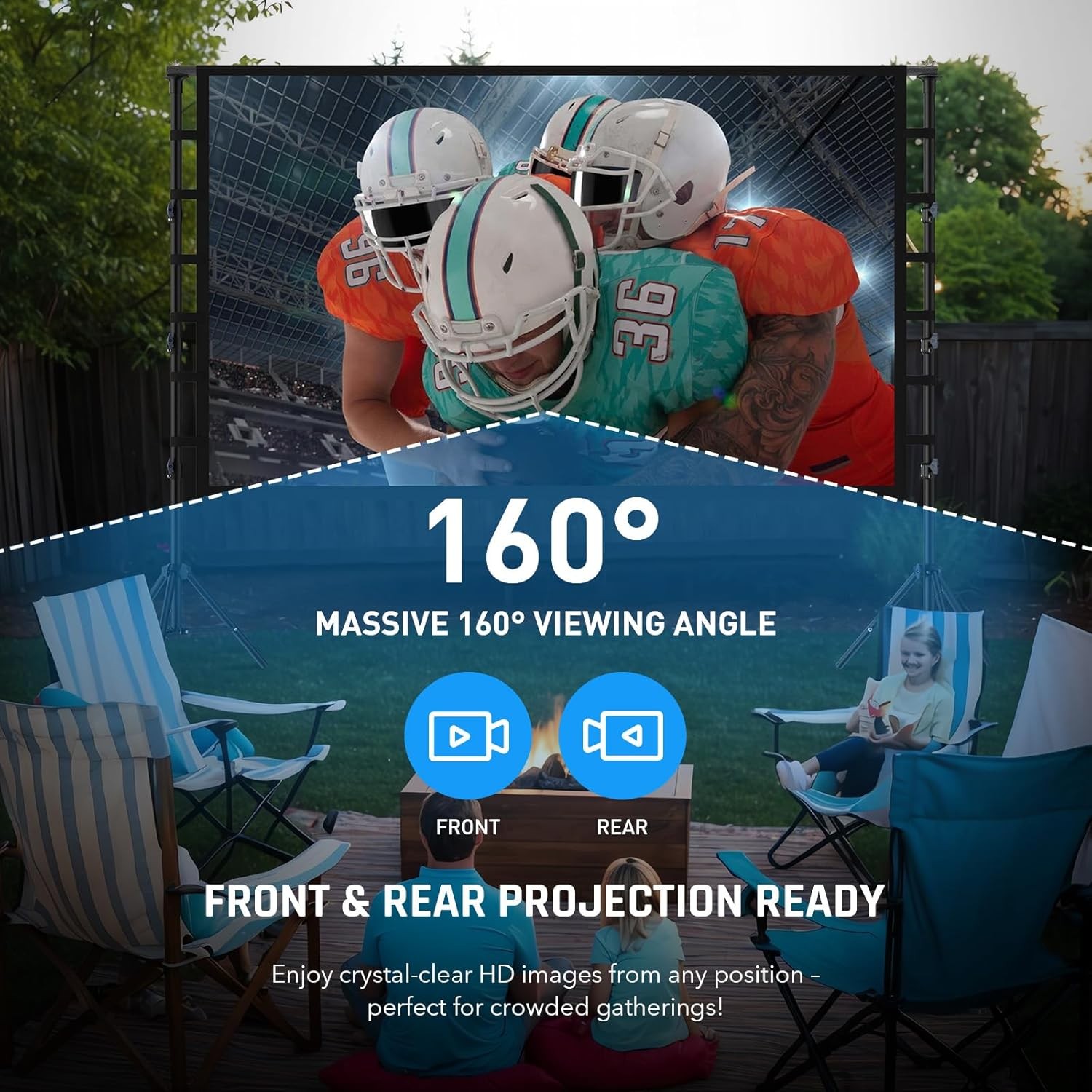 200 Inch Outdoor Projector Screen with Stand: Large Projection Screen with A...