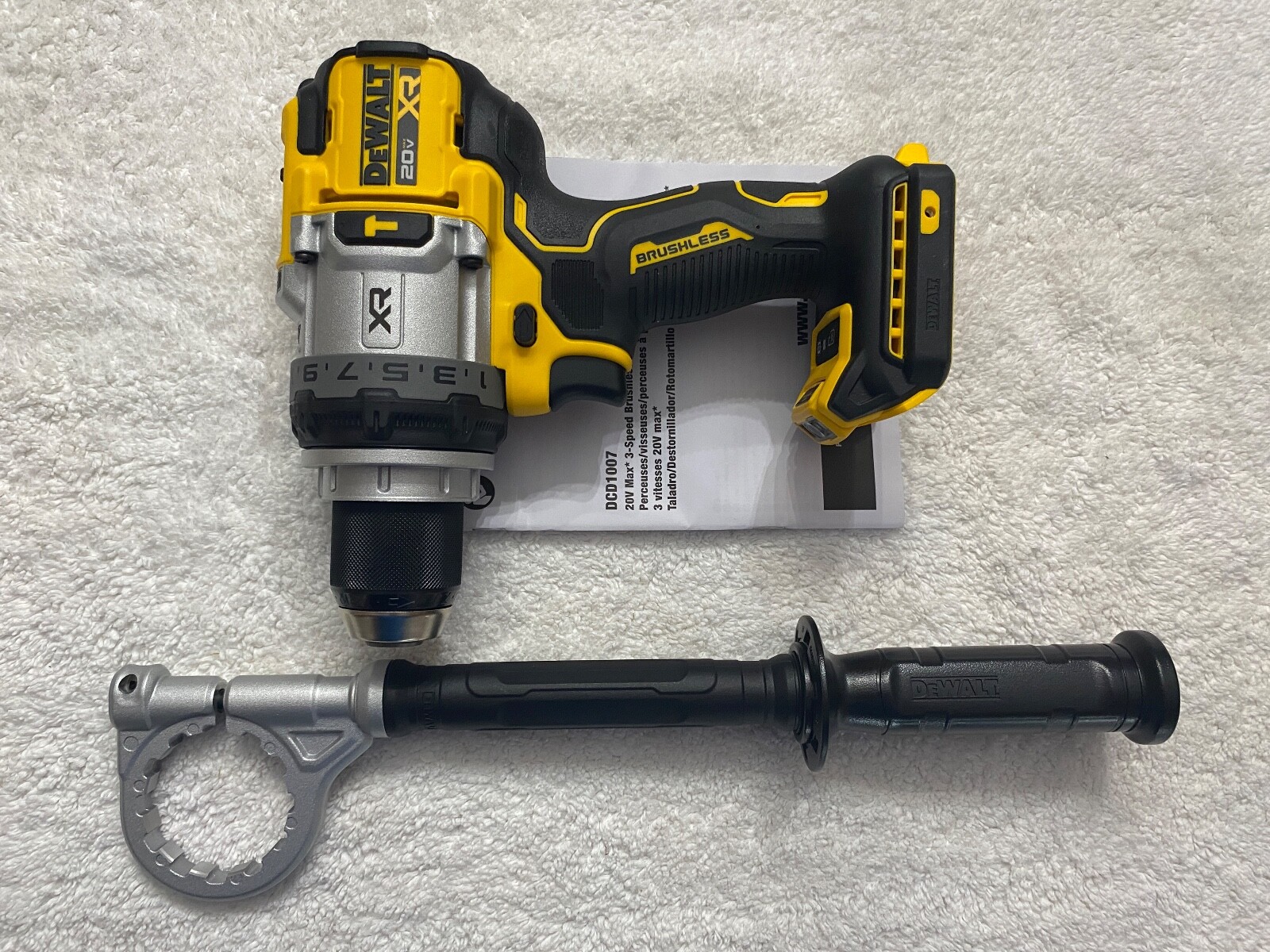 New Dewalt DCD1007B 20V 20 Volt Max XR 1/2"  Brushless Hammer Drill with Handle