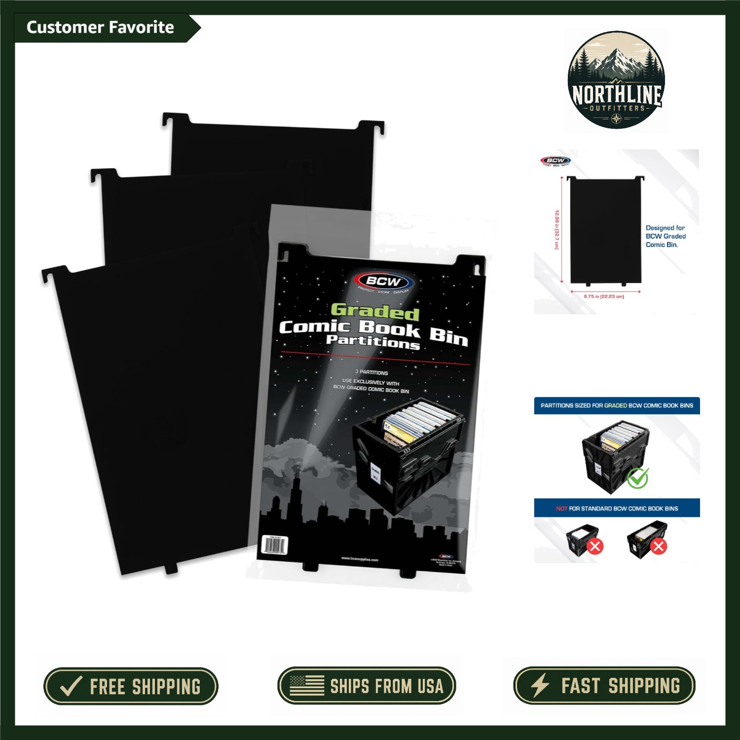 Exclusive 3 Pack of Smooth Plastic Comic Bin Partitions - Perfect Fit for Graded