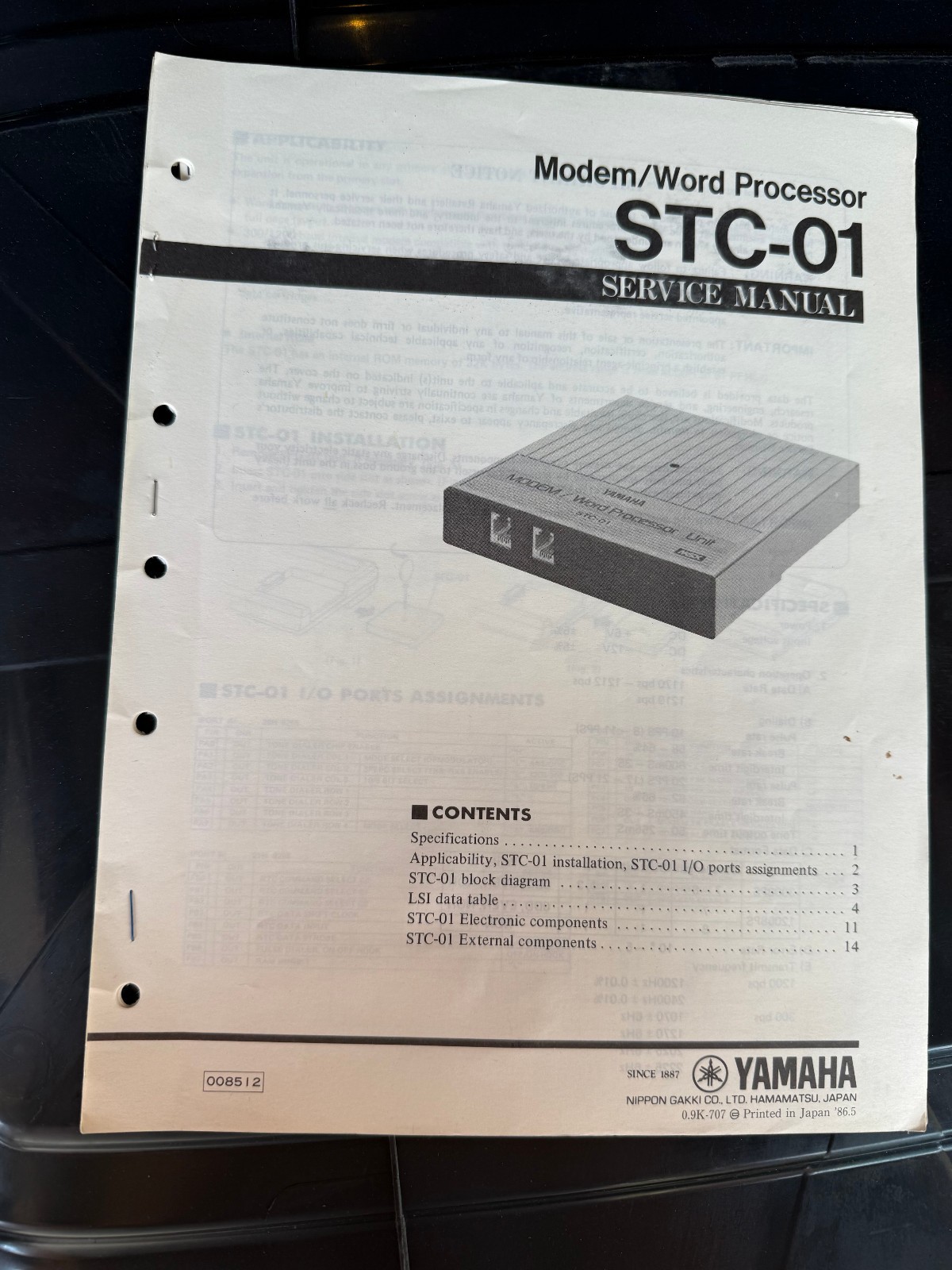 Original Yamaha STC-01 Modem Word Processor Service Manual 1986