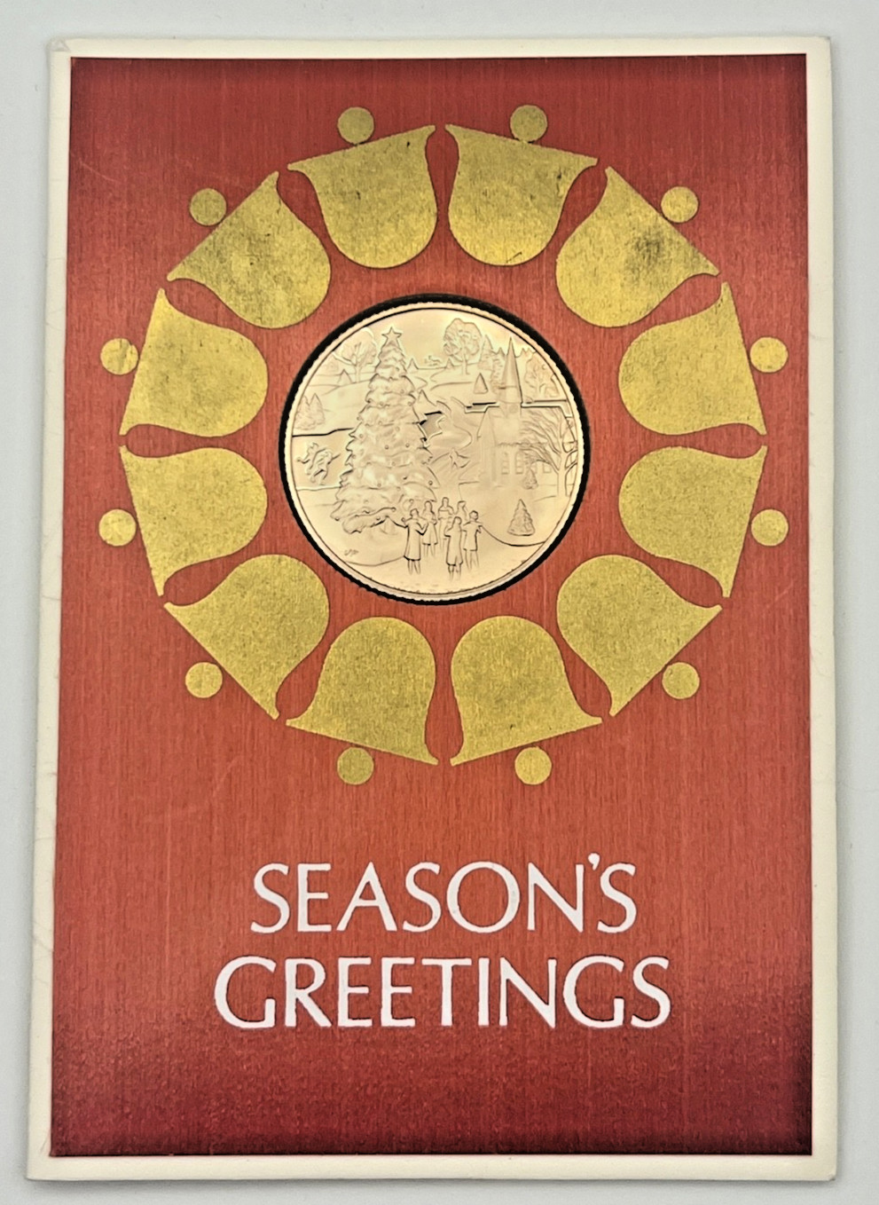 Franklin Mint Christmas Greeting Card (2) 1971 SEASON'S GREETINGS & GLORY TO GOD