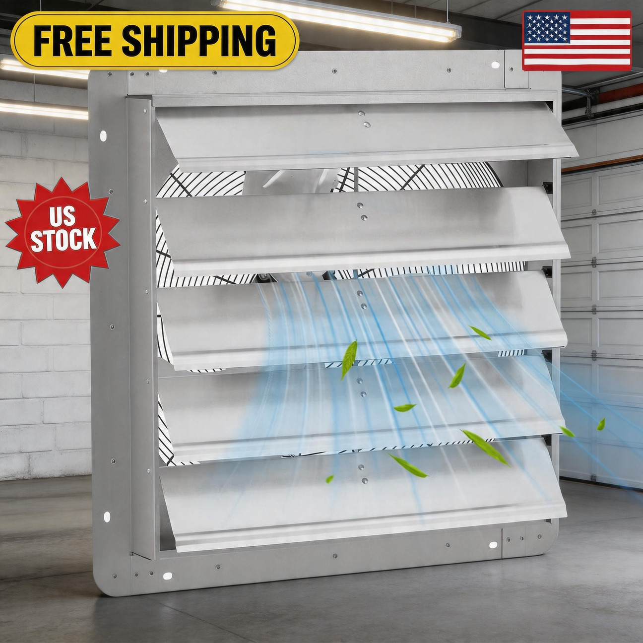 PrecisionAuto Heavy Duty Wall Mounted Exhaust Fan – 20 Inch Industrial Shutter
