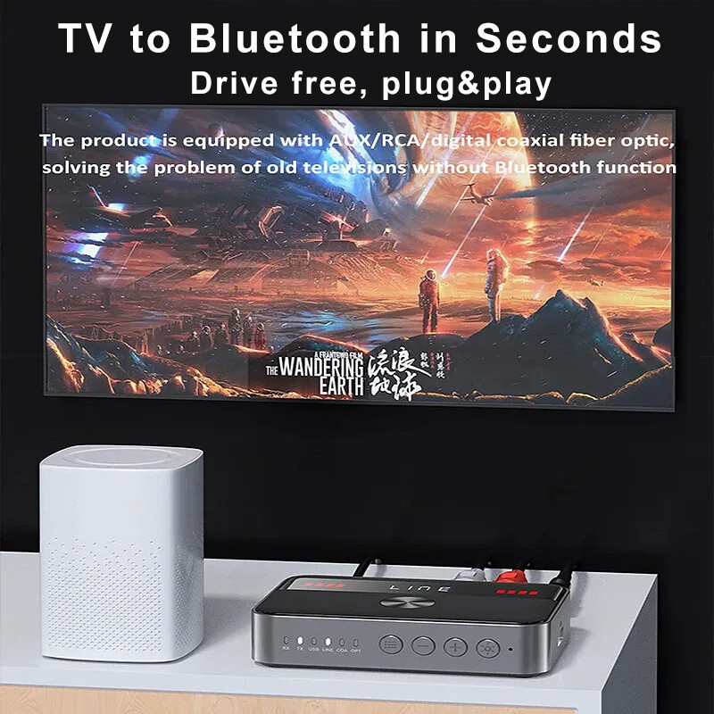 Bluetooth Transmitter Receiver Long Range For TV Home Car Stereo Audio Adapter
