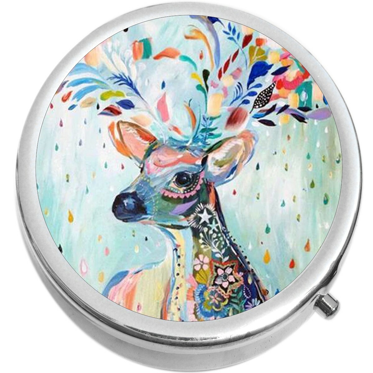 Watercolor Deer  Medicine Vitamin Compact Pill Box