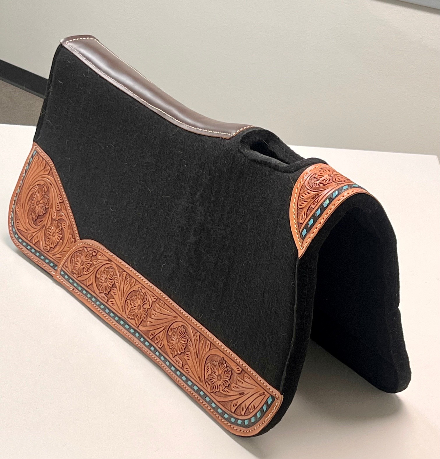 Western Horse Saddle Pad – Fleece Bottom – Thick – Black