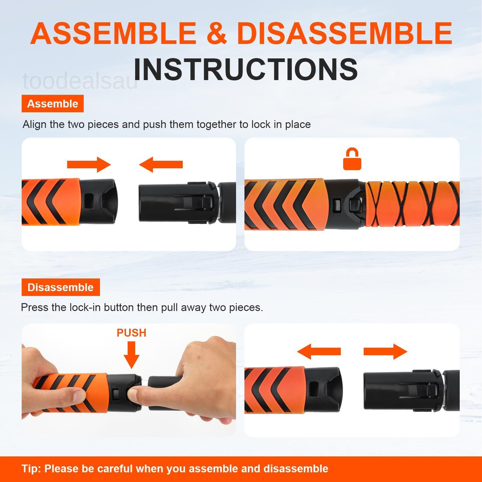 Extendable Snow Brush for Car, Ice Scrapers Car Orange