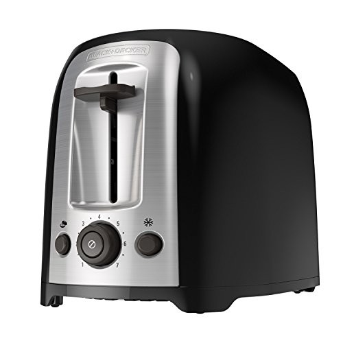 BLACK+DECKER 2-Slice Toaster Extra-Wide Slots Bagel Mode 7 Shade Settings Silver