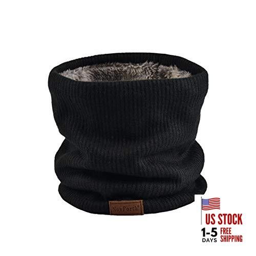 Winter Neck Warmer Men Ski, Neck Gaiter Face Scarf Women, Fleece Scarf Black