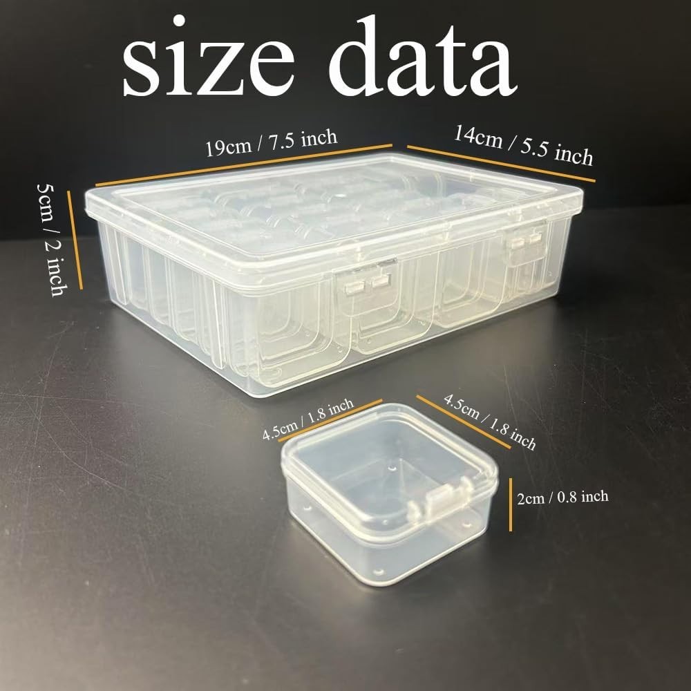 Bead Storage Organizers - Mini Storage Boxes with Hinged 8" x 6" x 2"