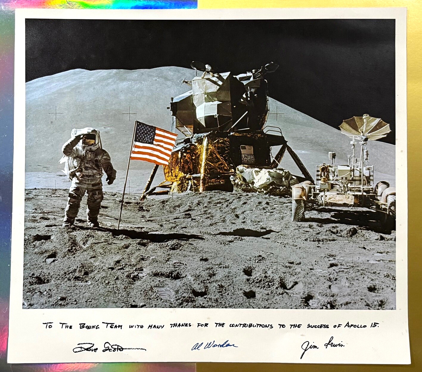 APOLLO 15 BOEING TEAM CONTRIBUTION / PRESENTATION UNFRAMED