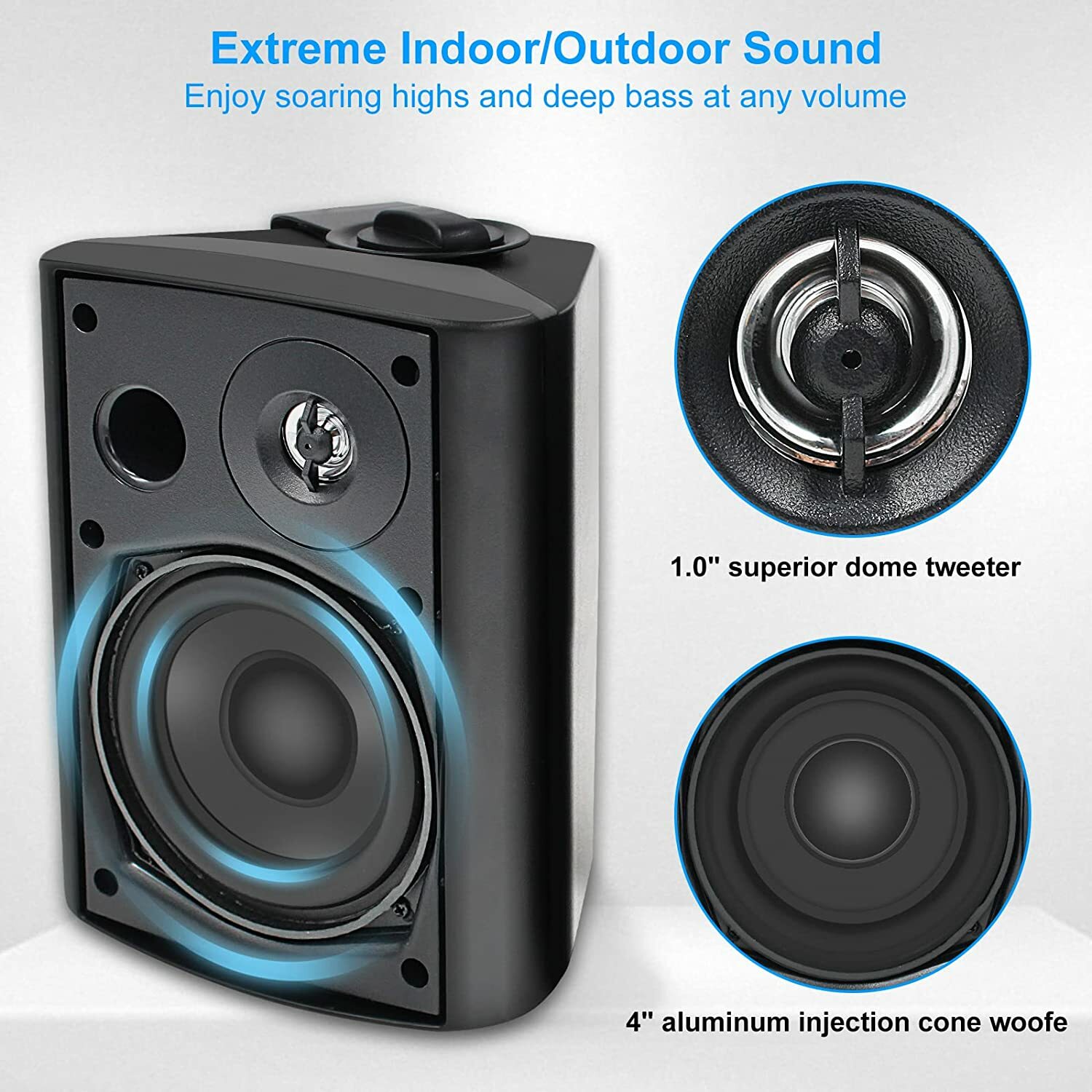 2Pair 5.25" Bluetooth Speakers Wireless Patio Waterproof Wired Wall Mount System