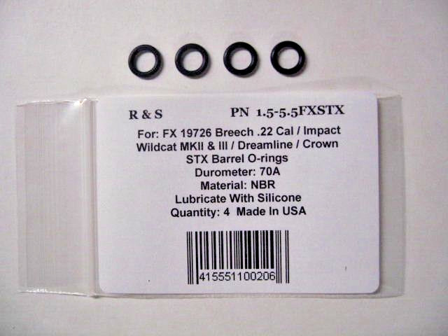 4 FX 19726  STX .22 Cal. Barrel Breech O-rings/ R&S 1.5-5.5FXSTX / See Models