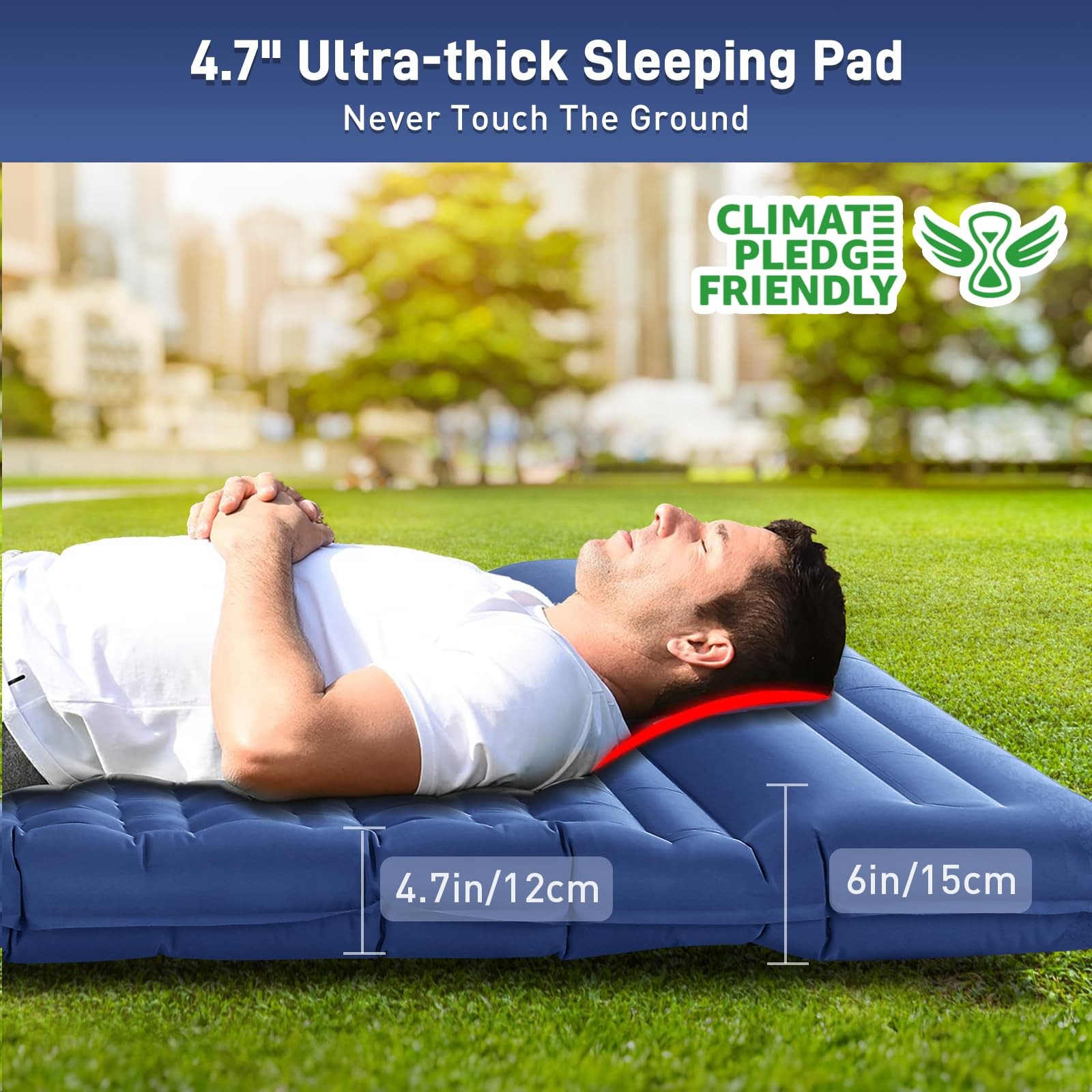 4.7” Thick Double Sleeping Pad for Camping, Inflatable, Full