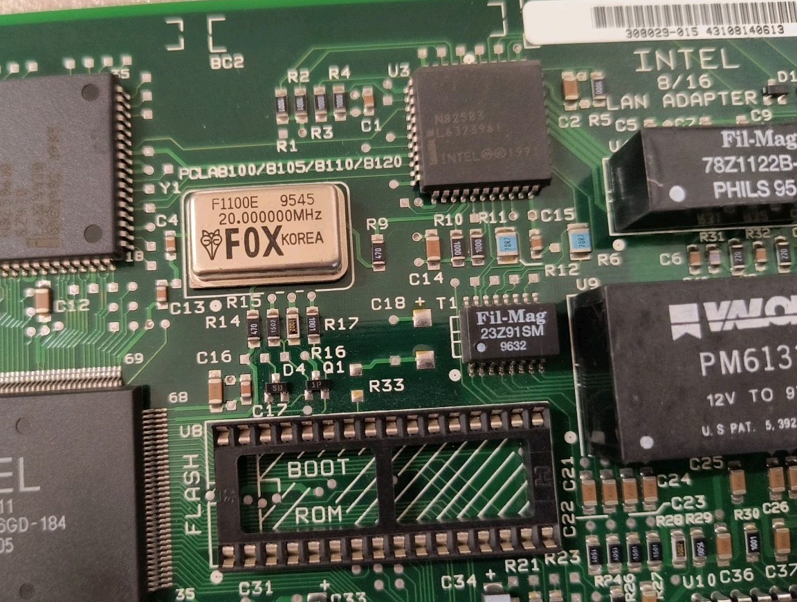 VINTAGE INTEL 8/16 ISA 16 BIT ETHERNET CARD THICK THIN RJ45 EJMPCED LAN3