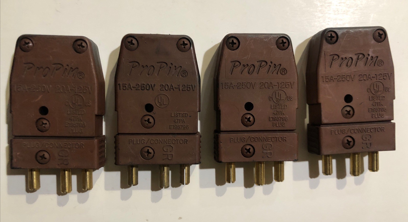 PROPIN E195796 Three Pin Stage Lighting Male Connectors Lot Of 4 20a-125v