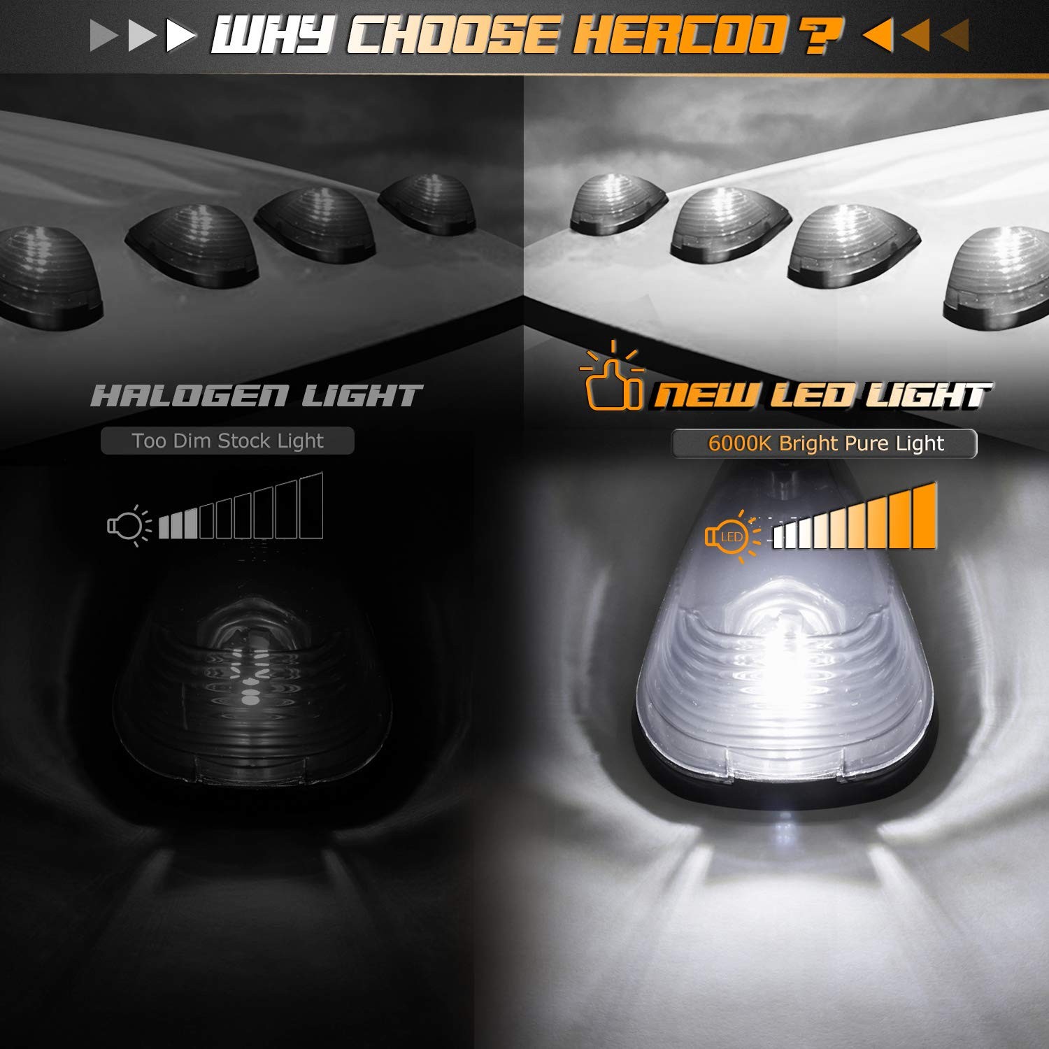 Smoke Roof Cab Marker Lights LED for F150-F550 Super Duty (5 Pack)