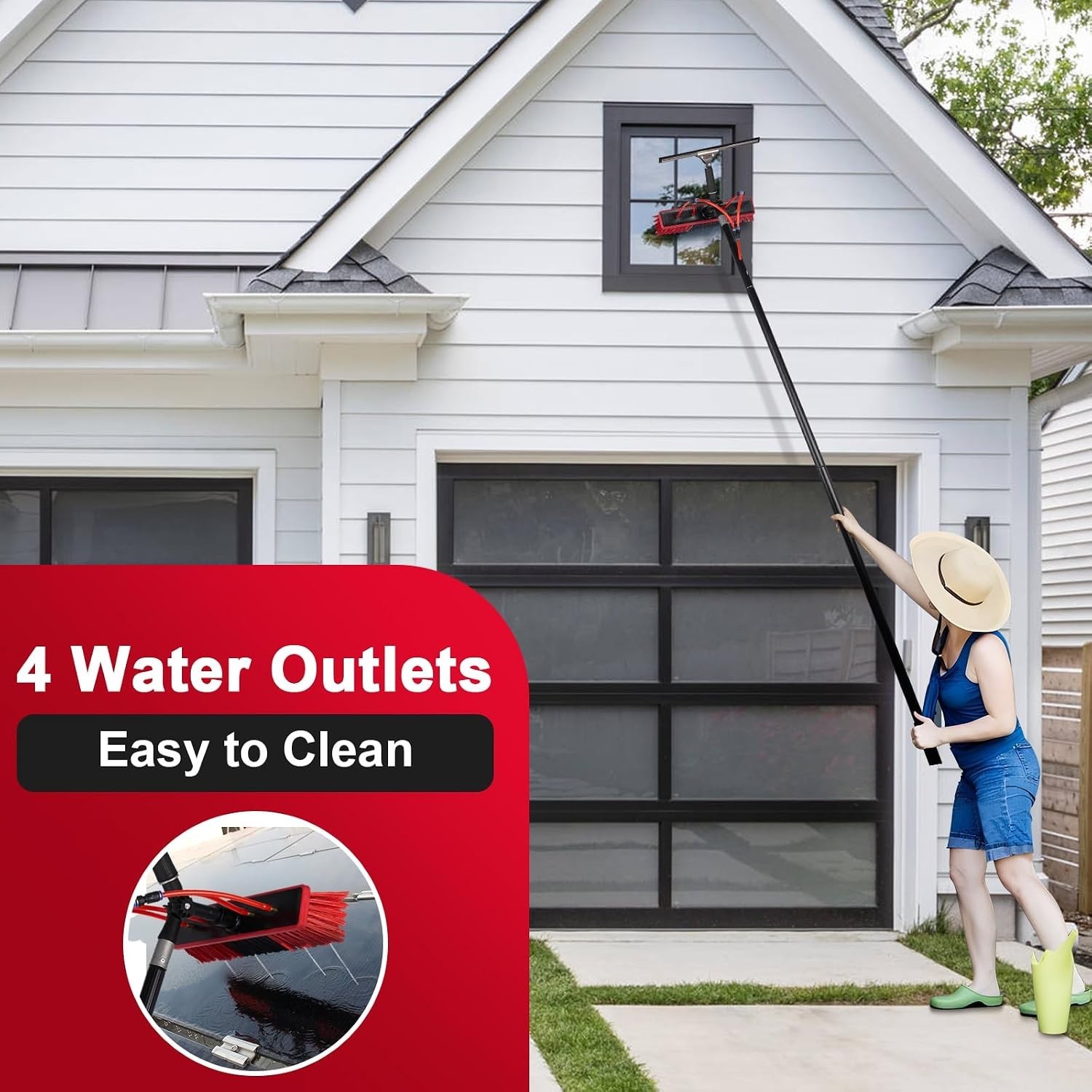 35ft Solar Panel Cleaning Kit with Brush & Squeegee