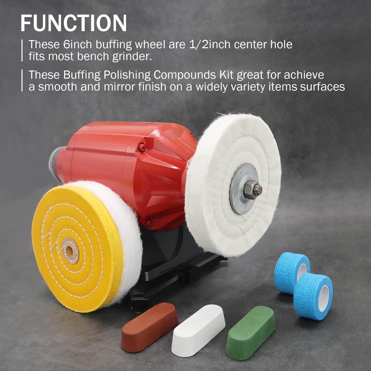 6inch Buffing Polishing Wheels 1/2" Arbor Hole,Soft/Fine/Medium for Bench Gri...