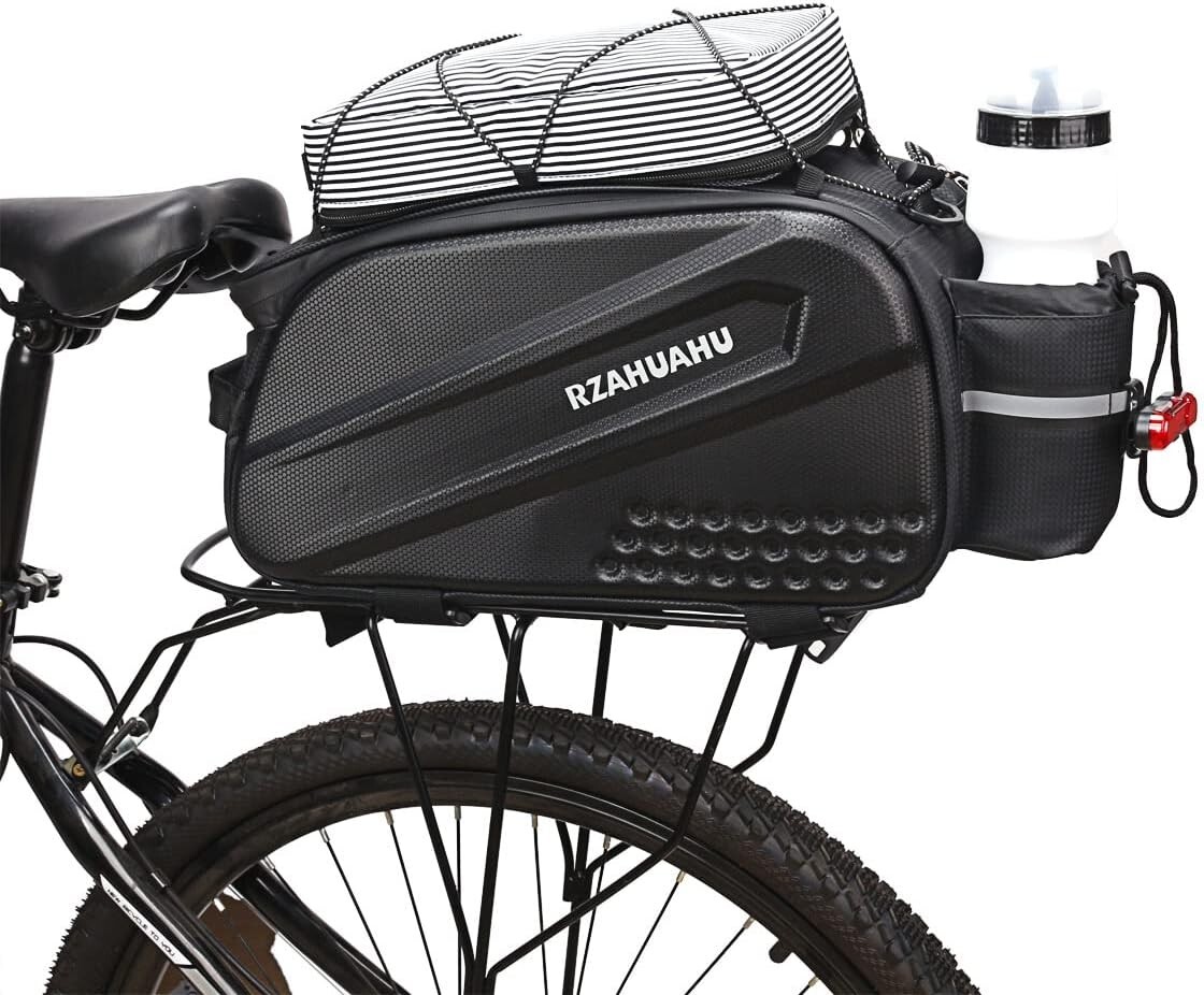 Bike Rear Seat Bag 10L Capacity Waterproof Water Resistant Zipper Strap & Cover