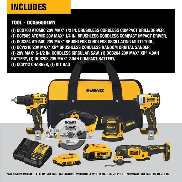 DeWalt DCK560D1M1 20V MAX XR Cordless 5 Tool Combo Kit