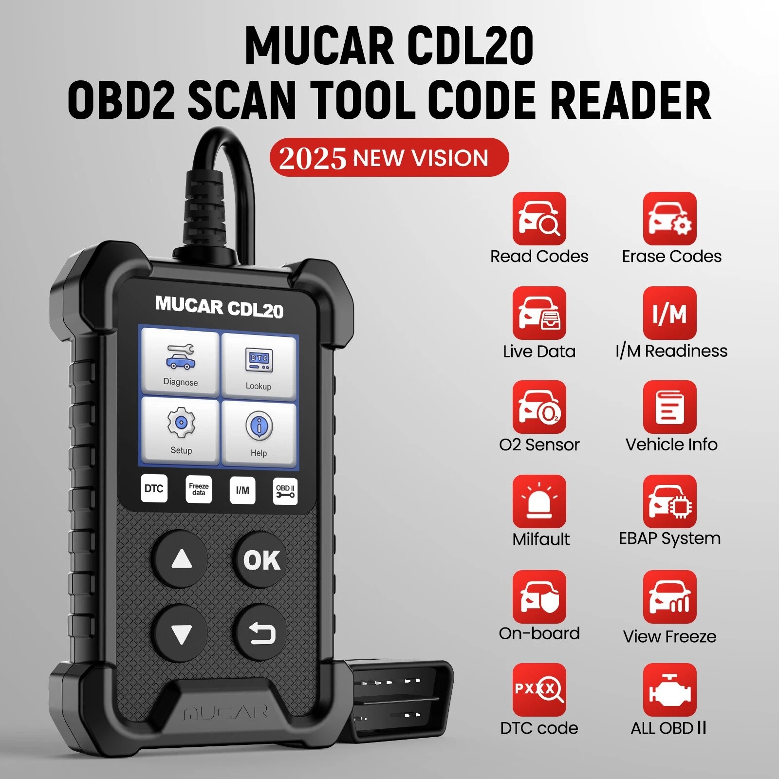 Mucar CDL20 Automative OBD2 Fault Code Reader Car Diagnostic Scanner