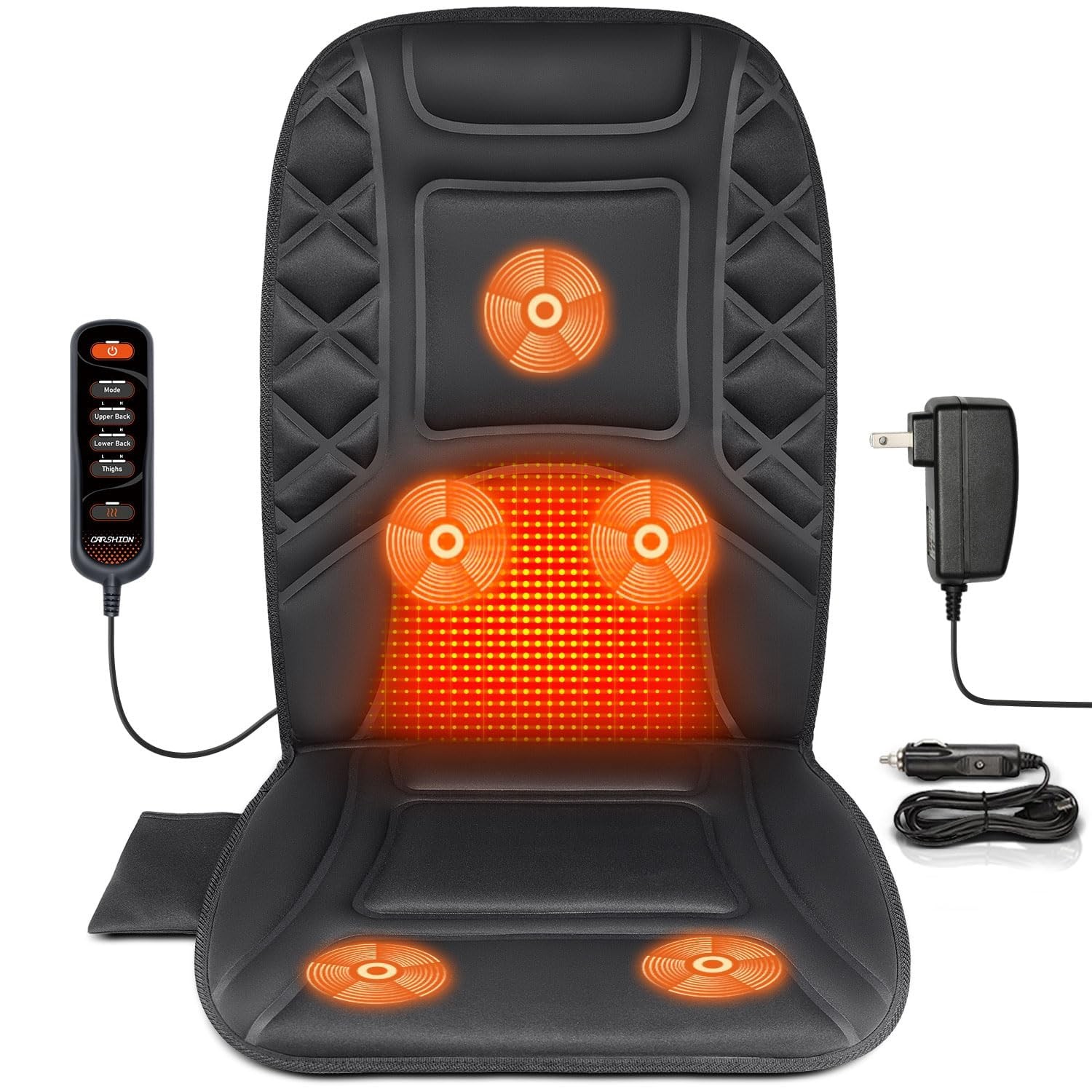 Back Massager with Heat,Heated Seat Cover Cushion with 5 Vibrating Massage Nodes