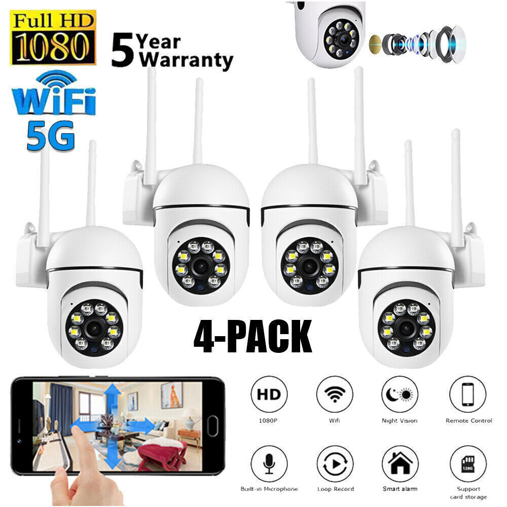 4-Pack Wireless 5G WiFi Security Camera System Smart Outdoor Night Vision 1080P