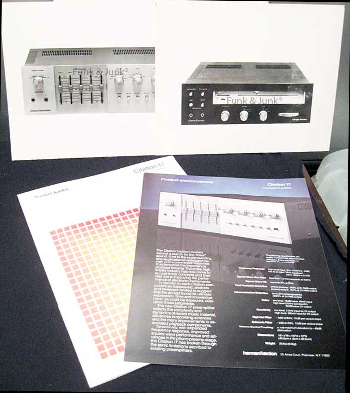 Harman Kardon Citation 17 Preamplifier Brochure and 2 Company Photos