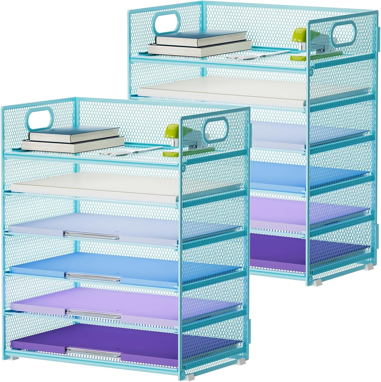 Stylish Blue Mesh Paper Organizer - 2 Pack