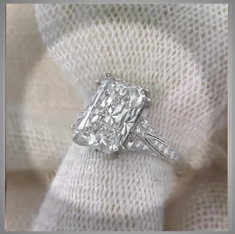 Lab-Created 4.50 Ct Radiant Cut VVS1 Diamond Wedding Ring 14K White Gold Finish