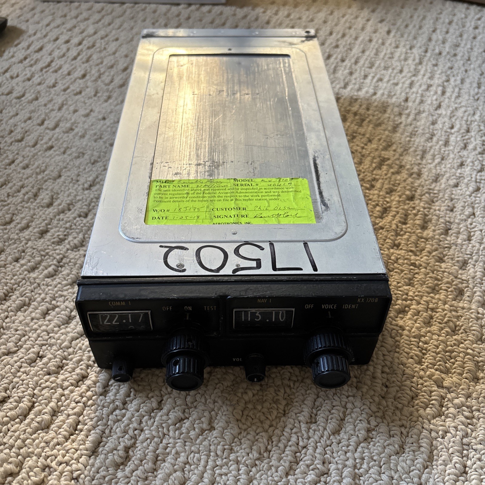Bendix/King KX170B Nav/Com Radio And Mounting Tray - As Removed